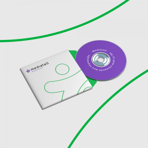 Envelope para CD - Sem Verniz Papel Supremo 300g 12,6x12,5 cm 4x0 (Frente colorido)  Corte e Vinco Colado