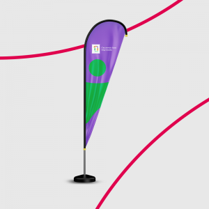Wind Banner Modelo Gota (Com Suporte) Tecido de Poliéster P: 2 metros / M: 2,5 metros / G: 3 metros 4x4 (Frente e Verso colorido) Sem Verniz Estrutura Base Circular 